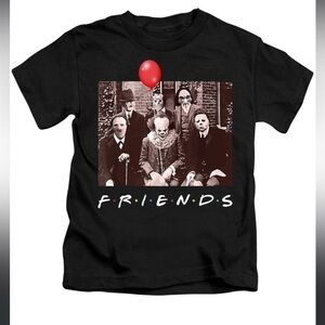 Friends Horror Movie Freddy Jason Michael It Saw Tee Black Gildan T-Shirt Medium